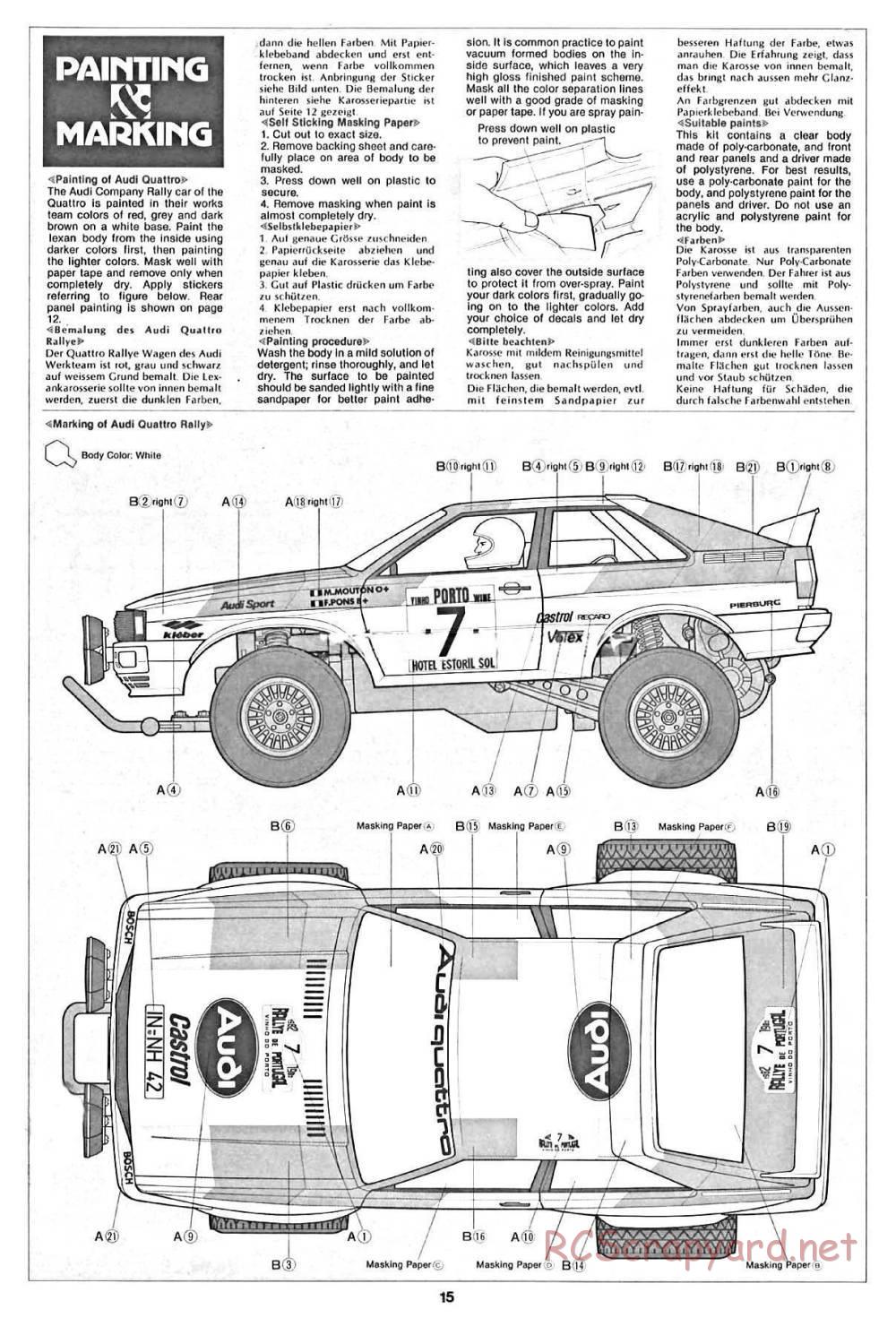 Tamiya - Audi Quattro Rally - 58036 - Manual - Page 15