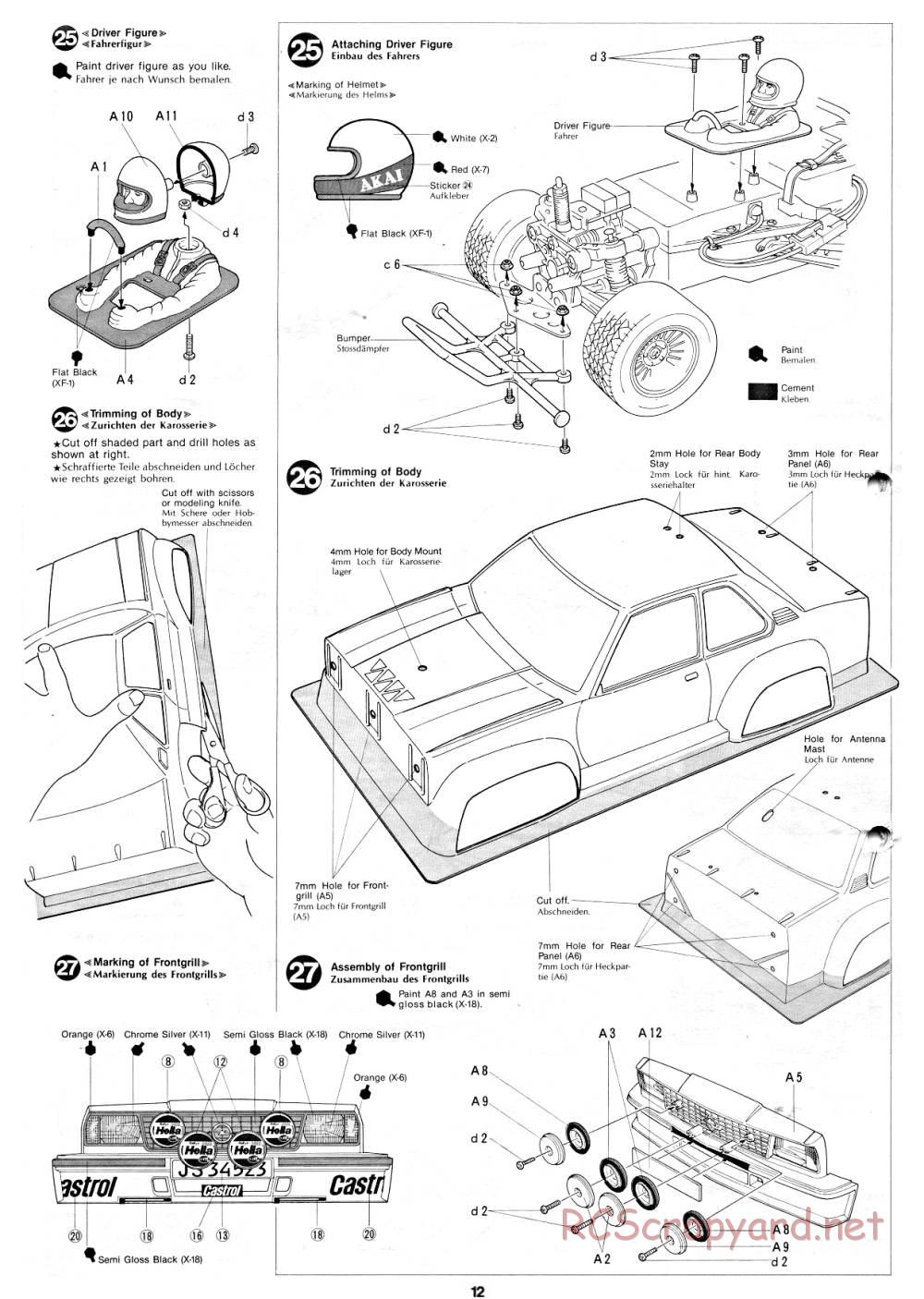 Tamiya - Opel Ascona 400 Rally - 58037 - Manual - Page 12