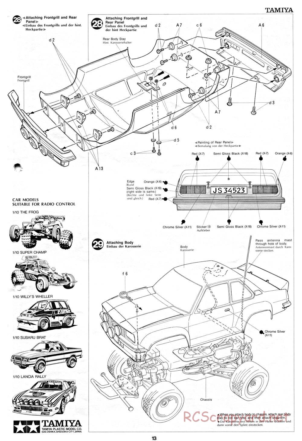 Tamiya - Opel Ascona 400 Rally - 58037 - Manual - Page 13