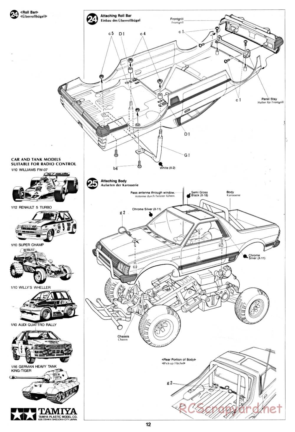Tamiya - Subaru Brat - 58038 - Manual - Page 12