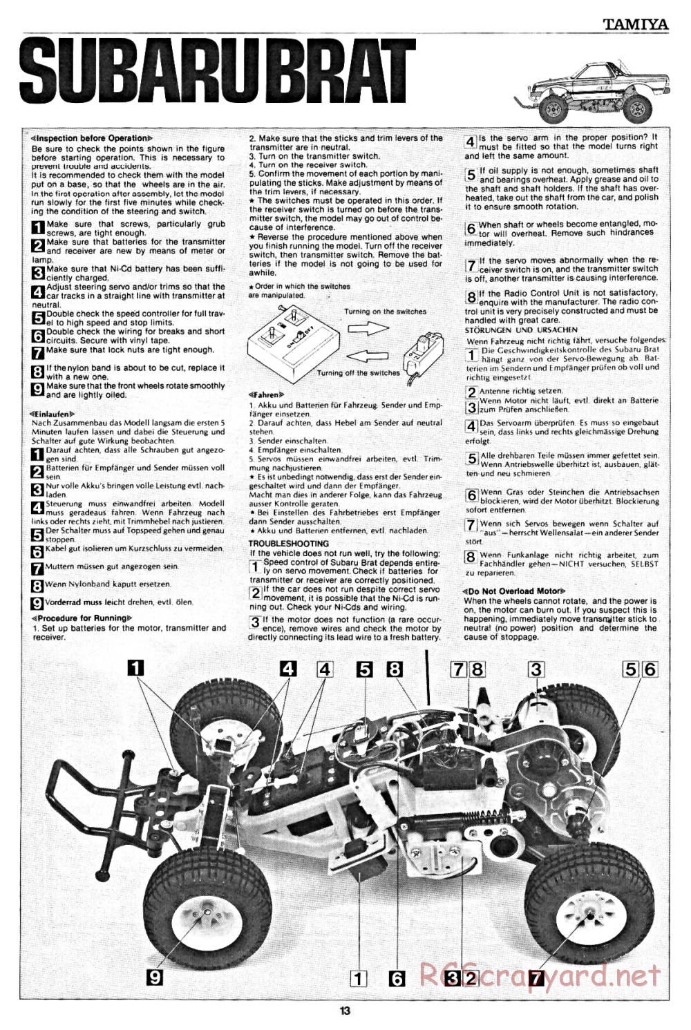 Tamiya - Subaru Brat - 58038 - Manual - Page 13
