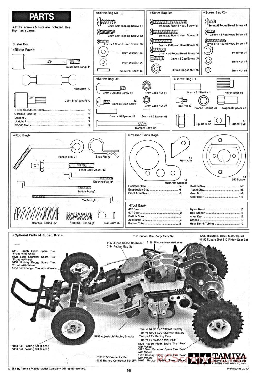 Tamiya - Subaru Brat - 58038 - Manual - Page 16