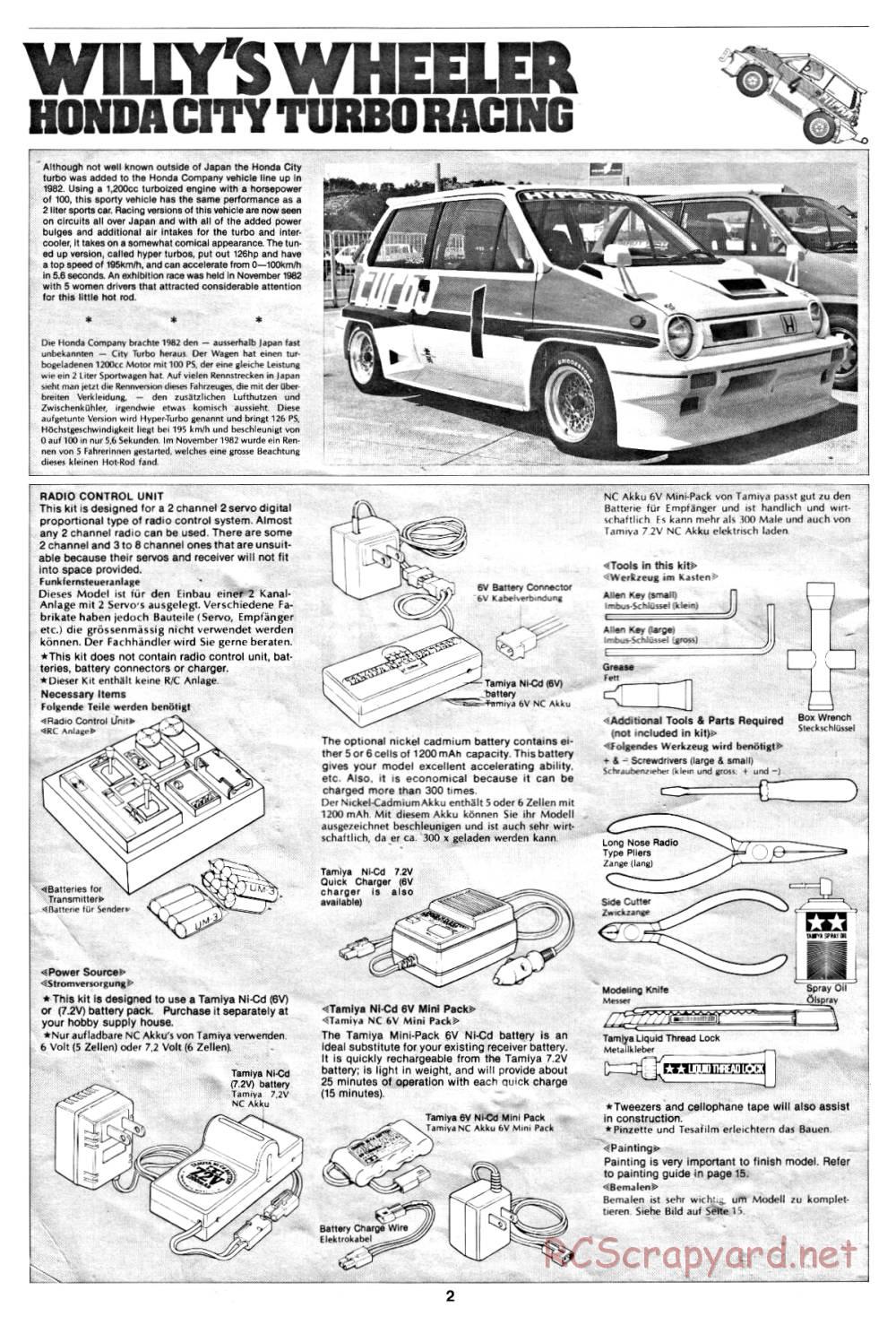 Tamiya - Willy's Wheeler - 58039 - Manual - Page 2