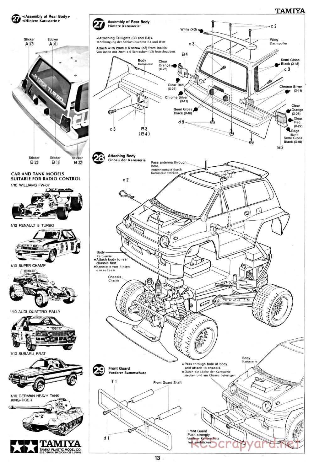 Tamiya - Willy's Wheeler - 58039 - Manual - Page 13