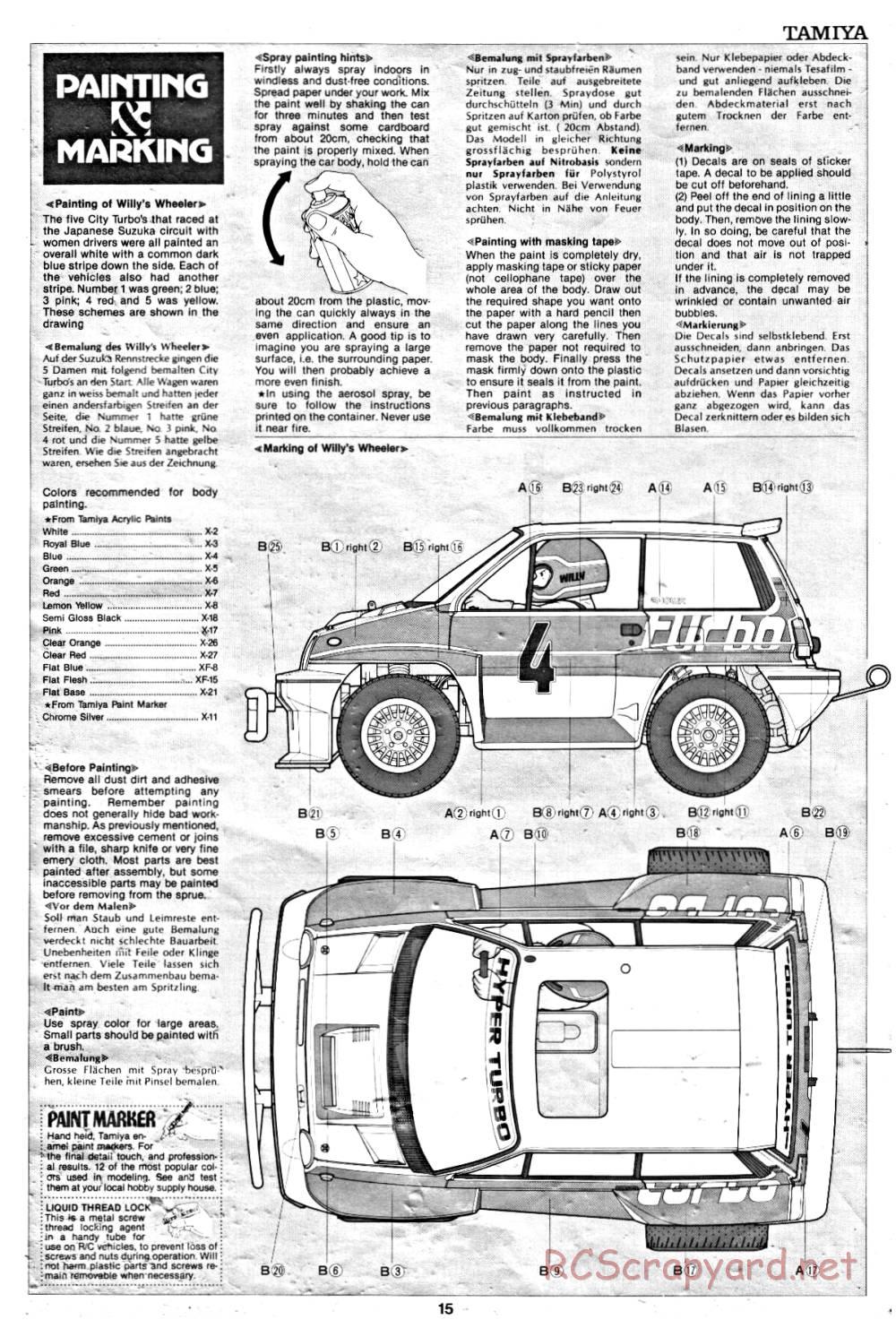 Tamiya - Willy's Wheeler - 58039 - Manual - Page 15