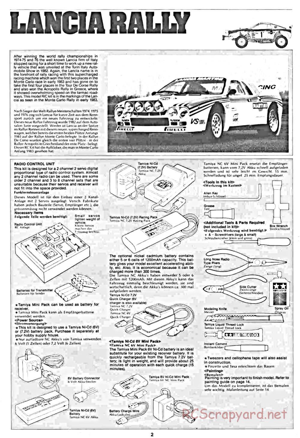 Tamiya - Lancia Rally - 58040 - Manual - Page 2