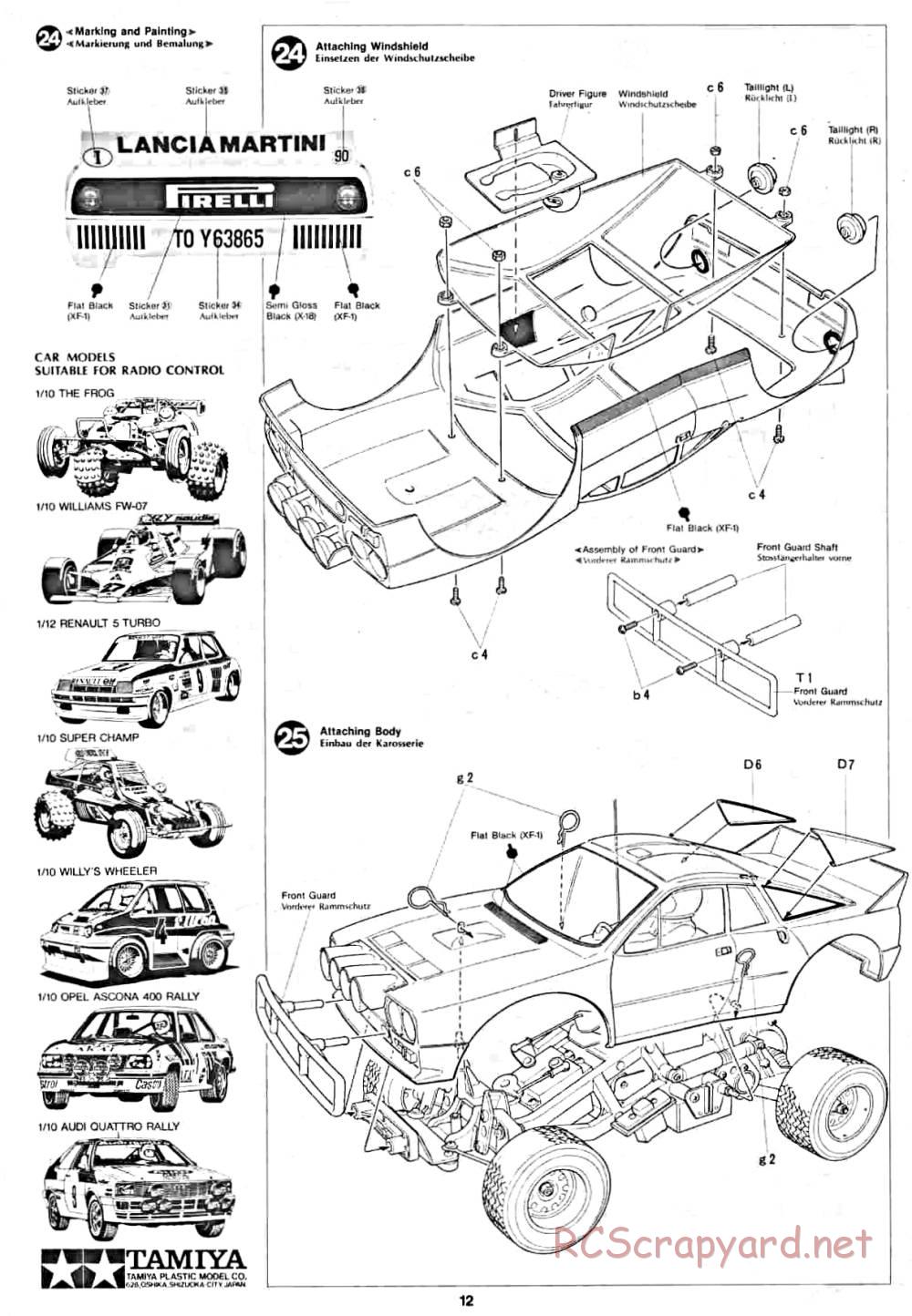 Tamiya - Lancia Rally - 58040 - Manual - Page 12