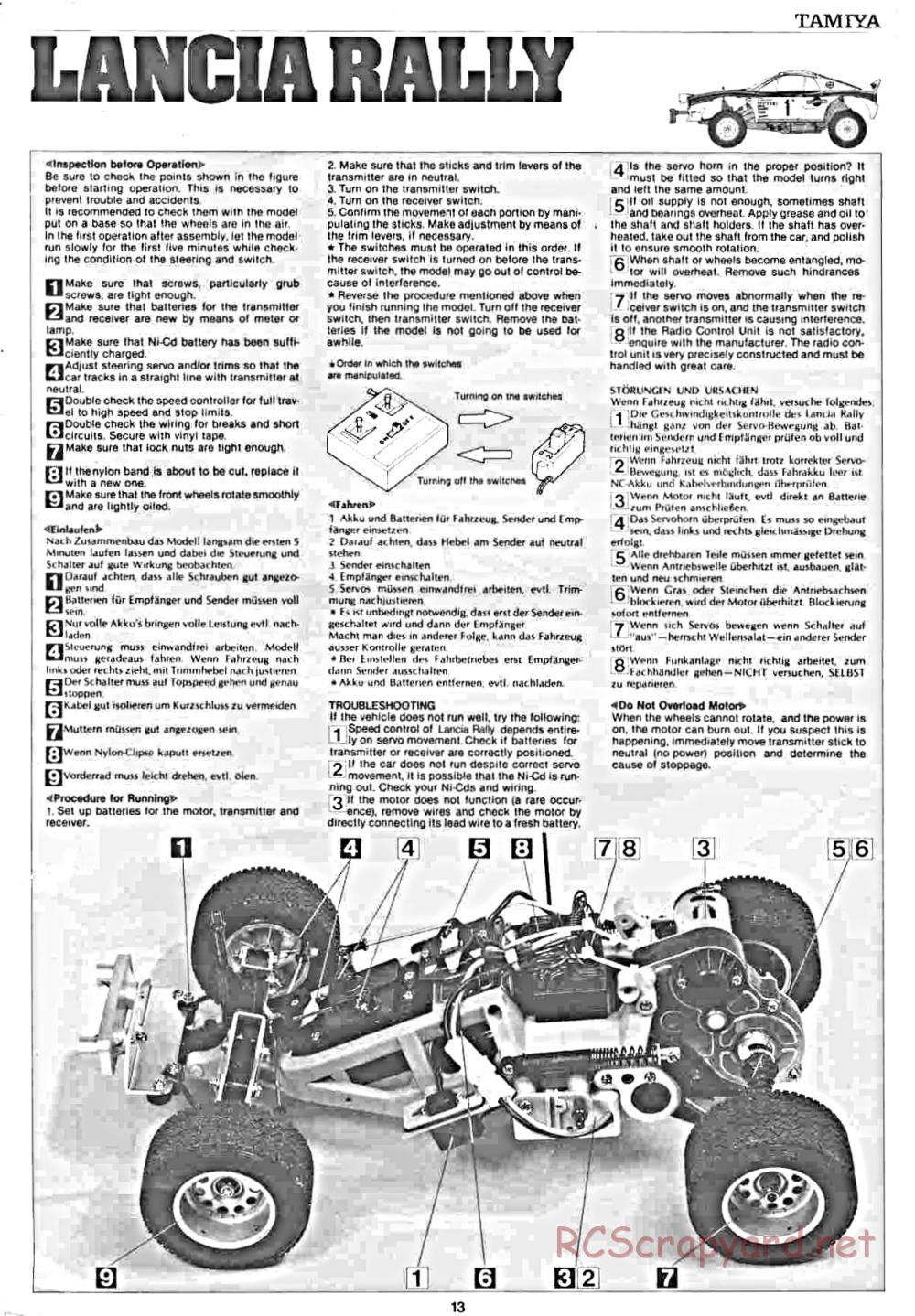 Tamiya - Lancia Rally - 58040 - Manual - Page 13
