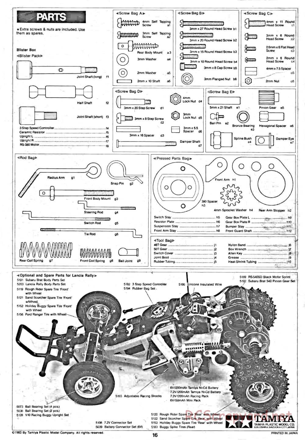 Tamiya - Lancia Rally - 58040 - Manual - Page 16