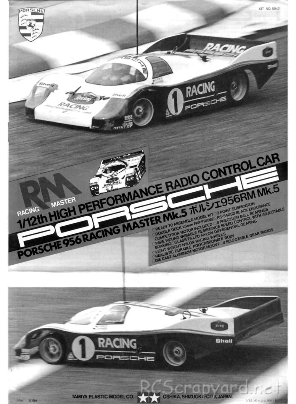 Tamiya - Porsche 956 - RM MK.5 - 58042 - Manual