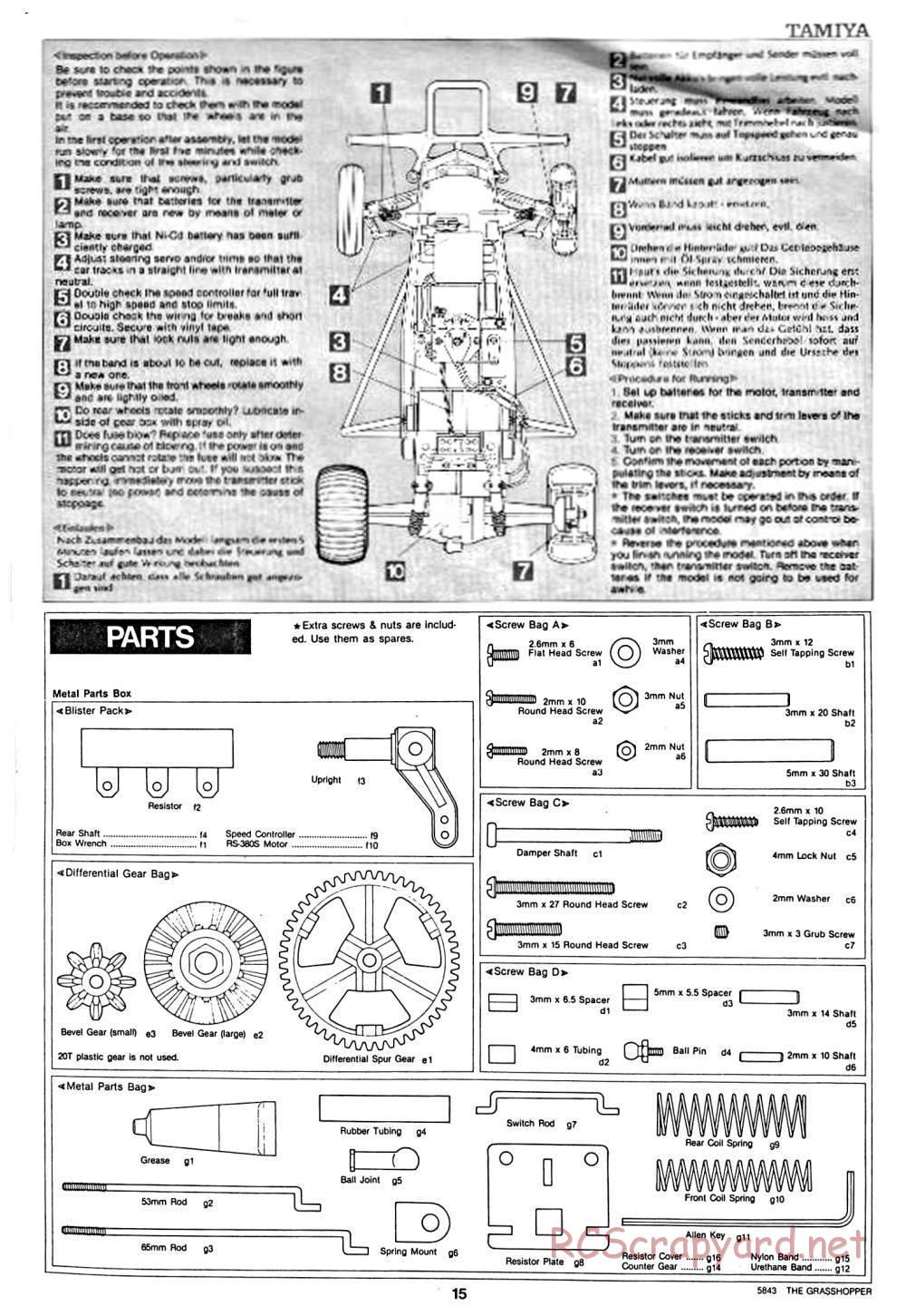 Tamiya - The Grasshopper - 58043 - Manual - Page 15