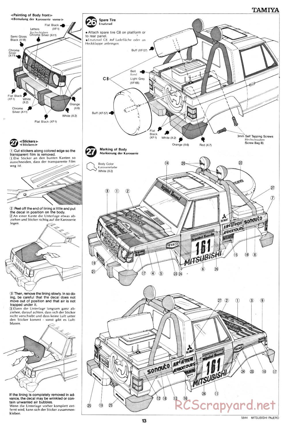 Tamiya - Mitsubishi Pajero - 58044 - Manual - Page 13