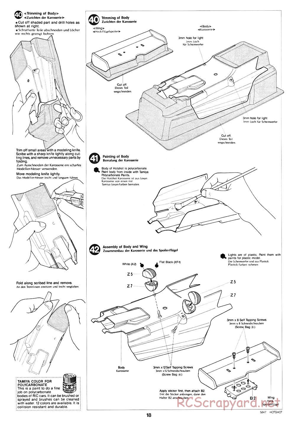 Tamiya - Hotshot - 58047 - Manual - Page 18