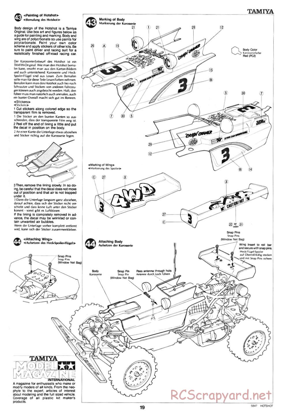 Tamiya - Hotshot - 58047 - Manual - Page 19