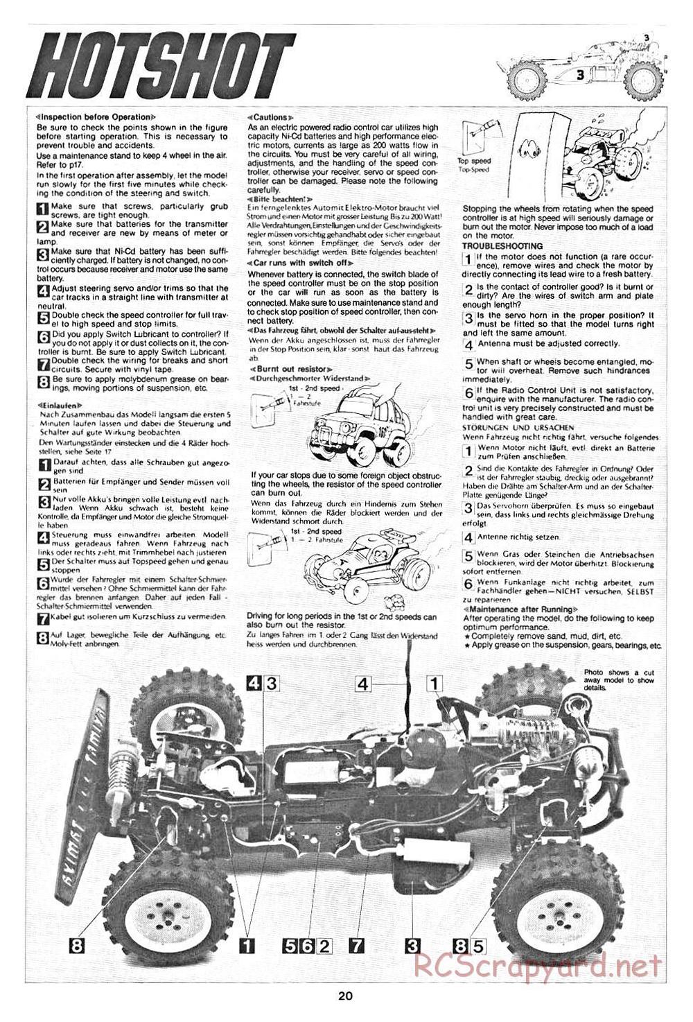 Tamiya - Hotshot - 58047 - Manual - Page 20