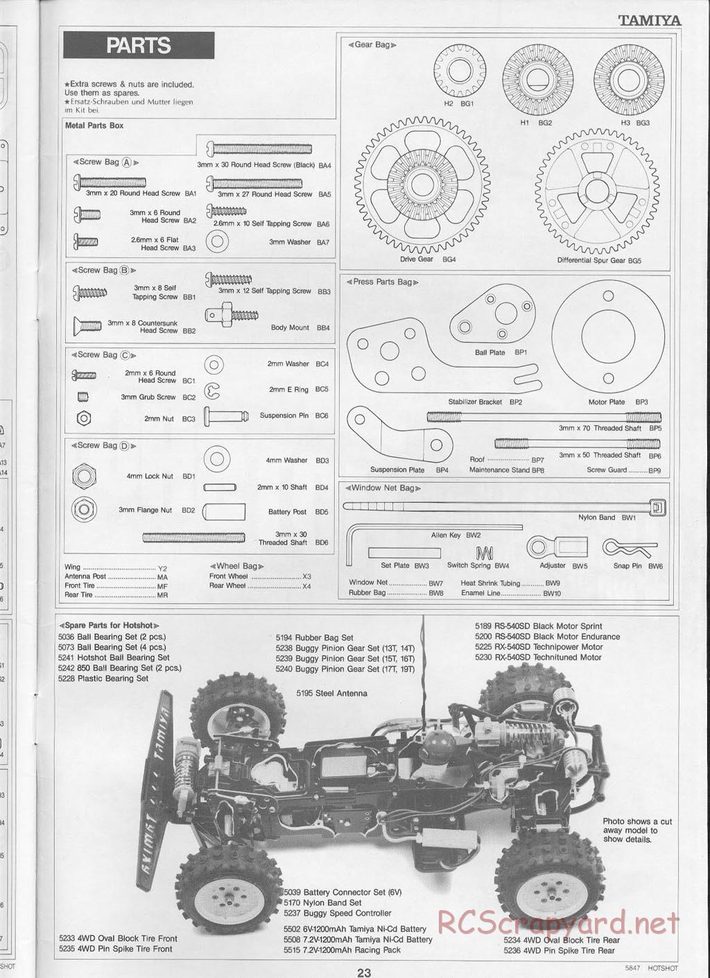 Tamiya - Hotshot - 58047 - Manual - Page 23