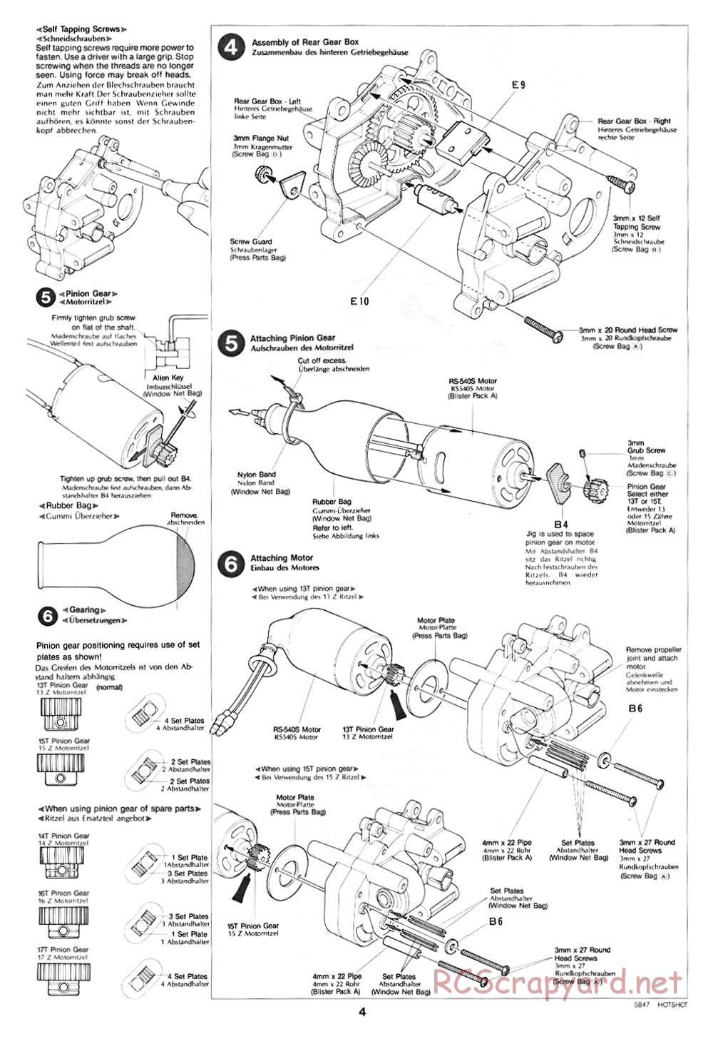 Tamiya - Hotshot - 58047 - Manual - Page 4