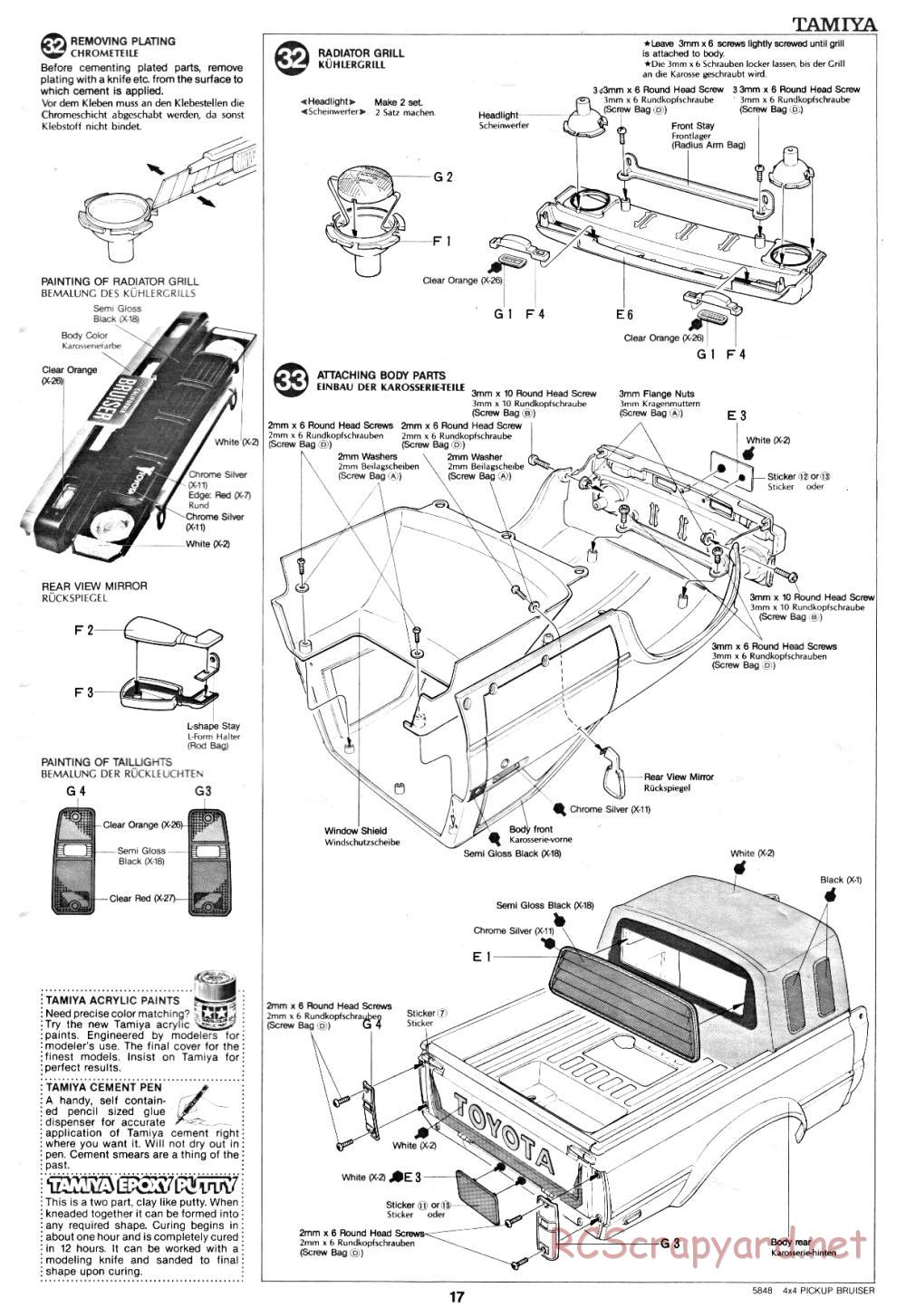 Tamiya - Toyota 4x4 Pick-Up Bruiser - 58048 - Manual - Page 17
