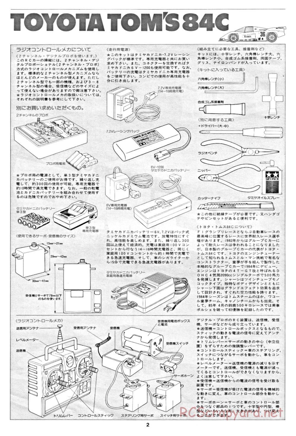 Tamiya - Toyota Tom's 84C - RM MK.6 - 58049 - Manual - Page 2