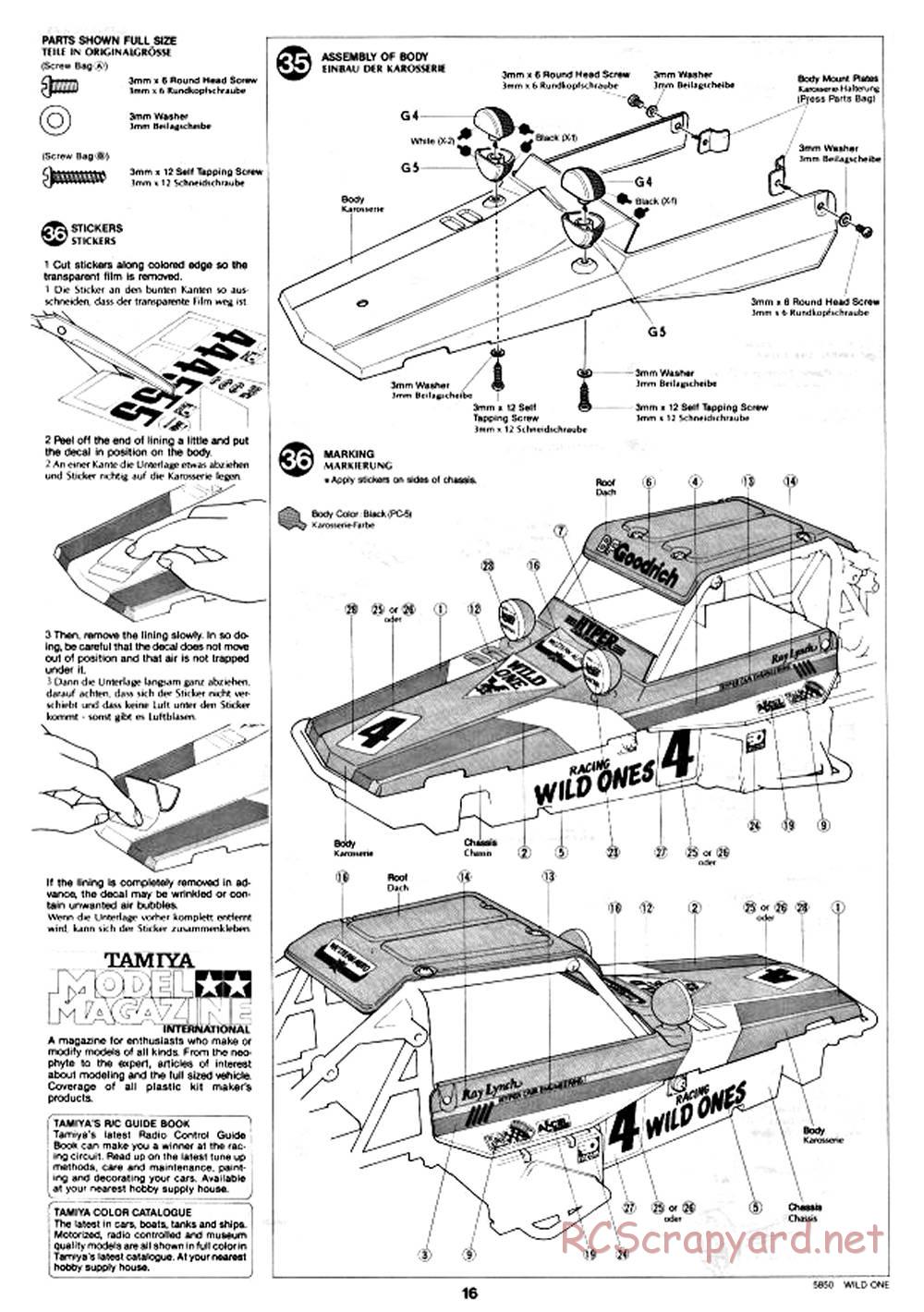 Tamiya - Wild One - 58050 - Manual - Page 16