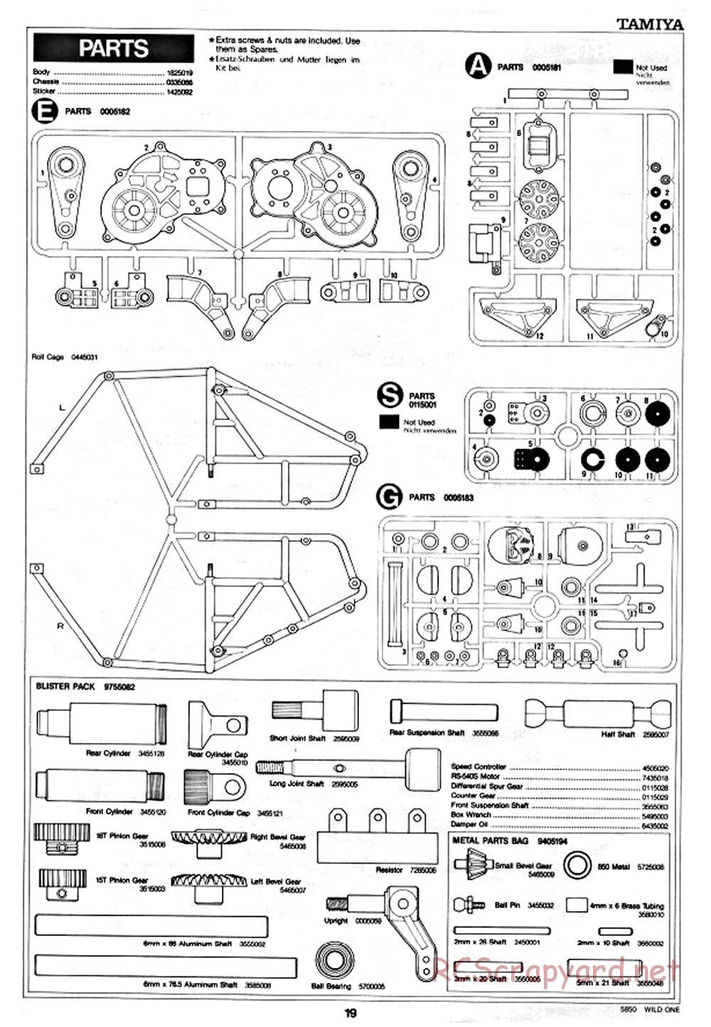 Tamiya - Wild One - 58050 - Manual - Page 19