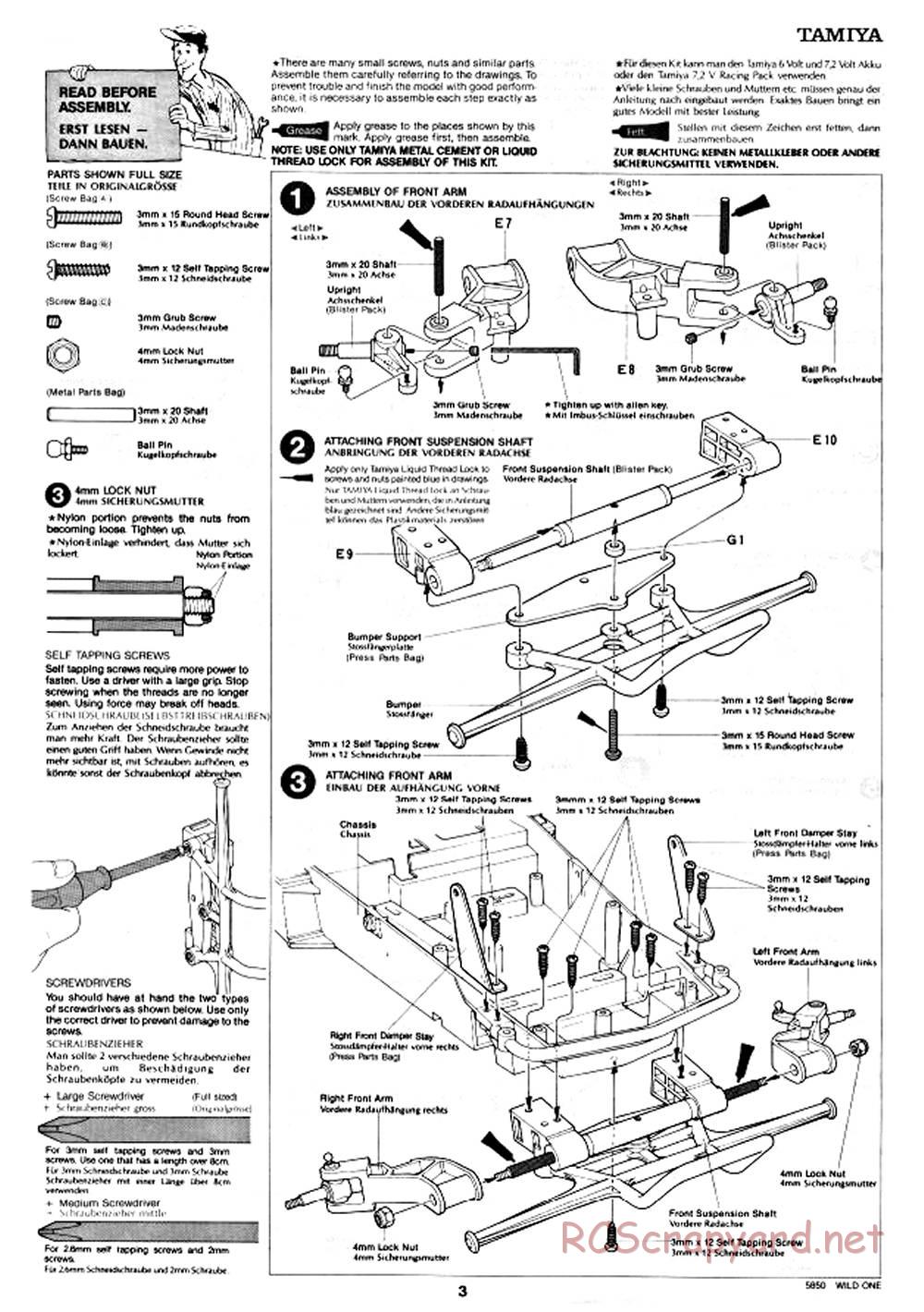 Tamiya - Wild One - 58050 - Manual - Page 3