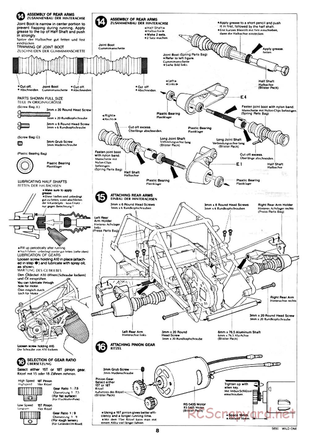 Tamiya - Wild One - 58050 - Manual - Page 8