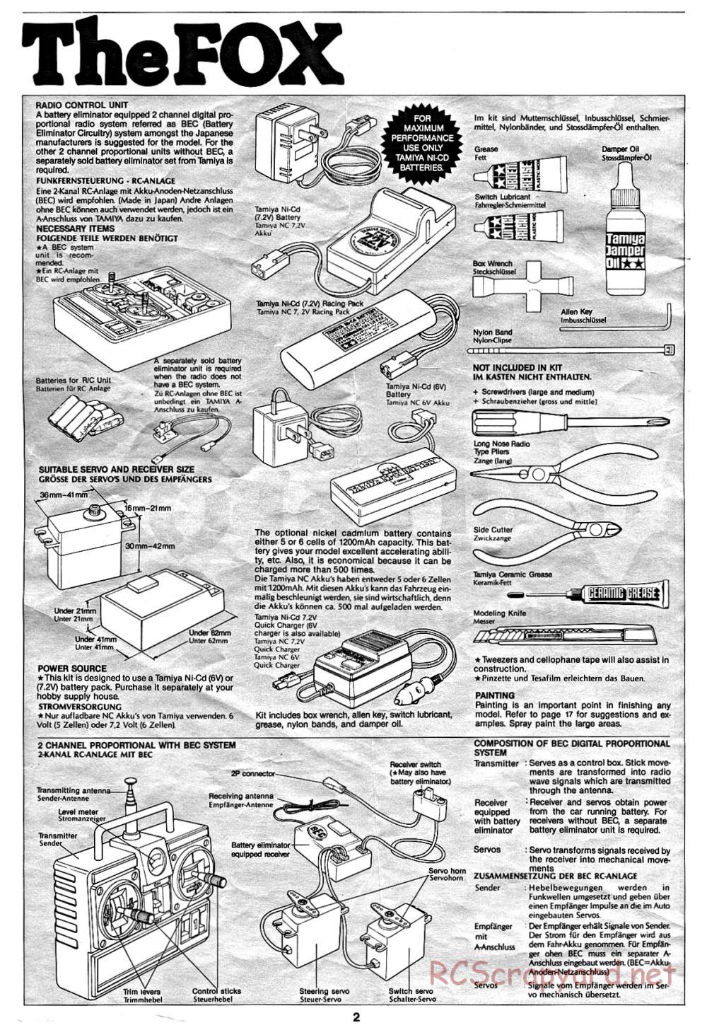 Tamiya - The Fox - 58051 - Manual - Page 2