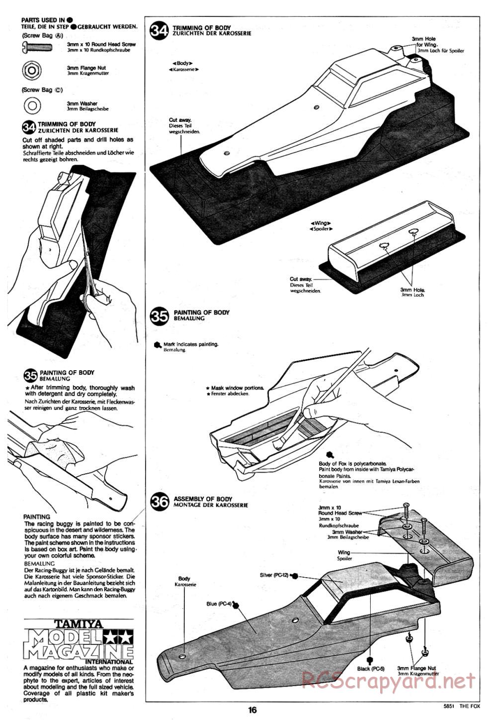 Tamiya - The Fox - 58051 - Manual - Page 16