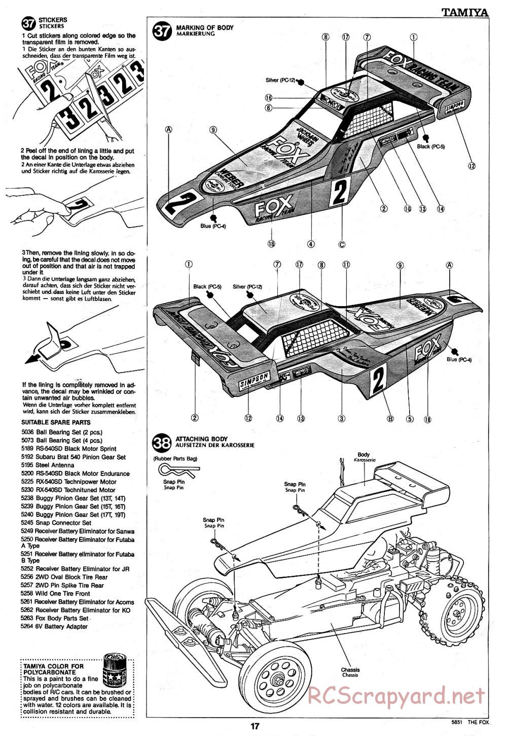 Tamiya - The Fox - 58051 - Manual - Page 17