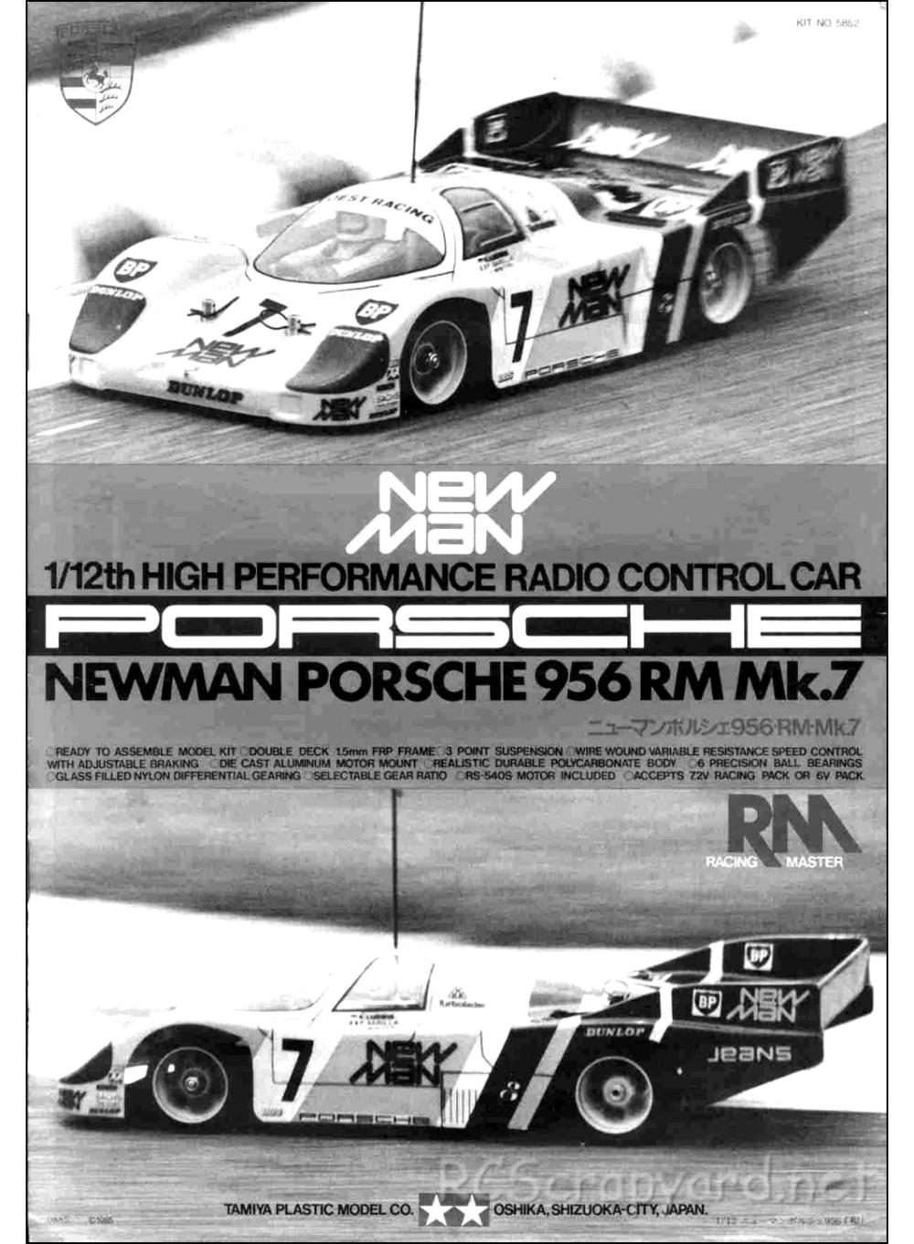 Tamiya - Newman Prsch 956 - RM MK.7 - 58052 - Manual
