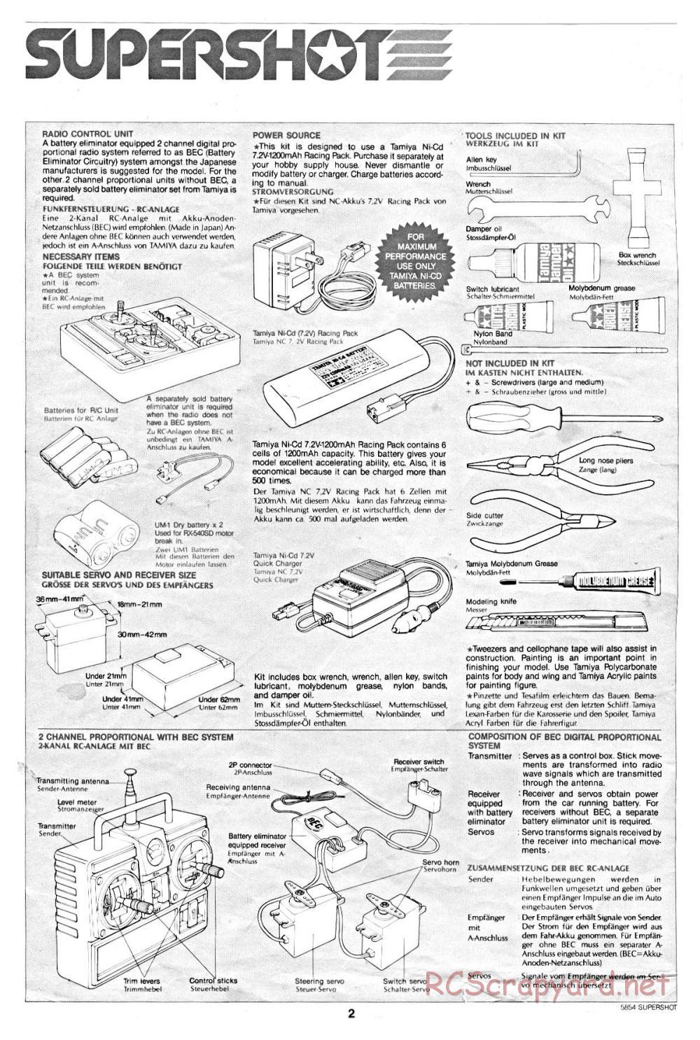 Tamiya - Supershot - 58054 - Manual - Page 2