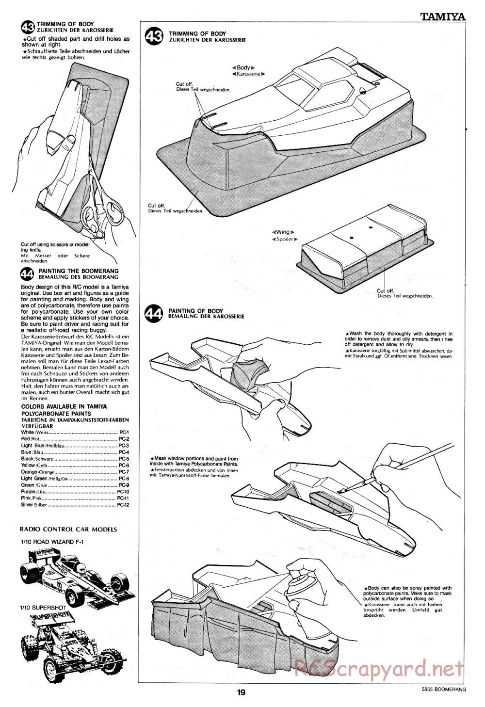 Tamiya - The Boomerang - 58055 - Manual - Page 19