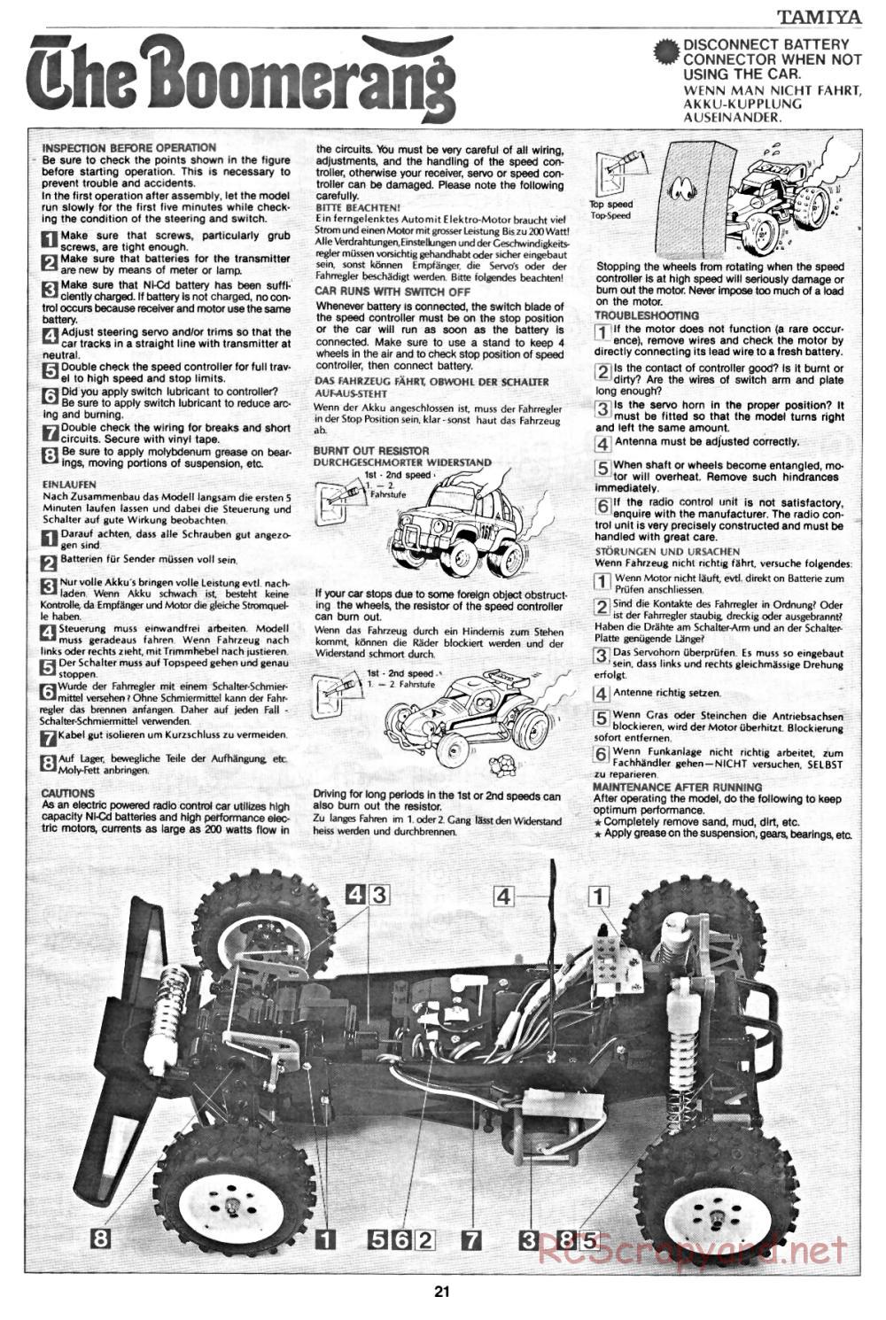 Tamiya - The Boomerang - 58055 - Manual - Page 21