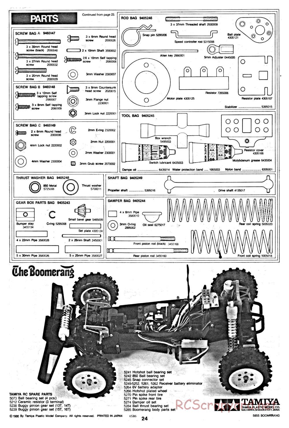 Tamiya - The Boomerang - 58055 - Manual - Page 24