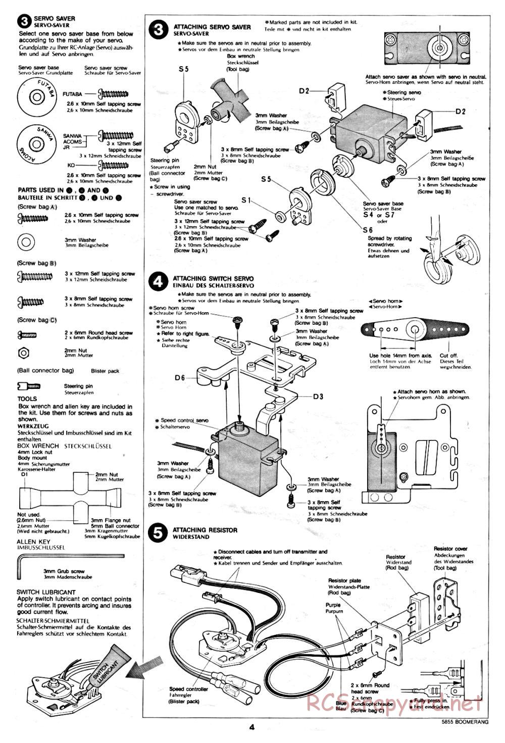 Tamiya - The Boomerang - 58055 - Manual - Page 4