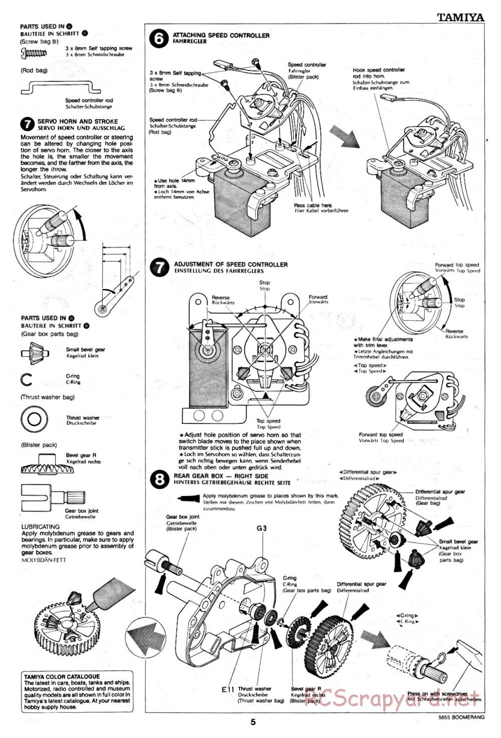 Tamiya - The Boomerang - 58055 - Manual - Page 5