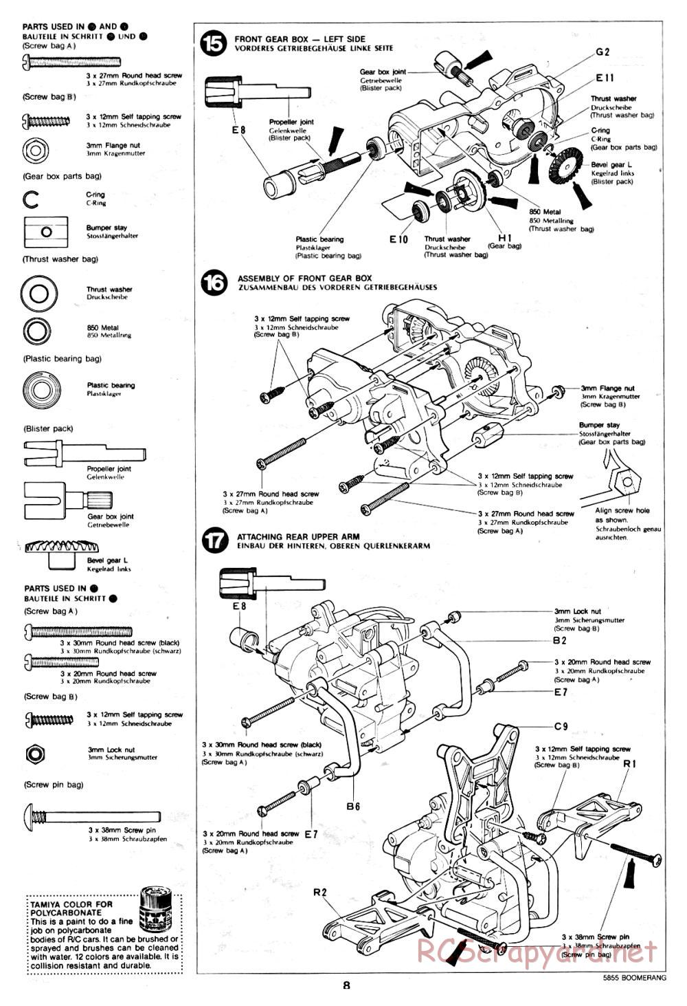 Tamiya - The Boomerang - 58055 - Manual - Page 8