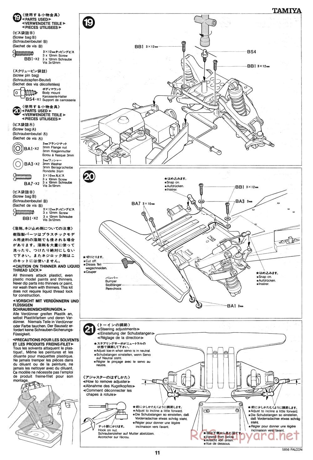 Tamiya - The Falcon - 58056 - Manual - Page 11