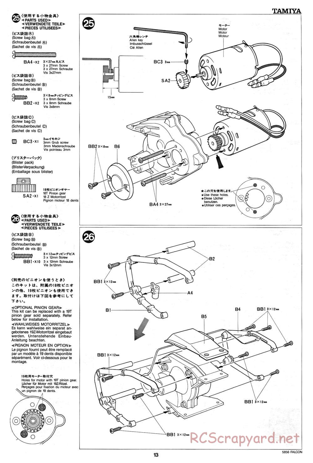 Tamiya - The Falcon - 58056 - Manual - Page 13