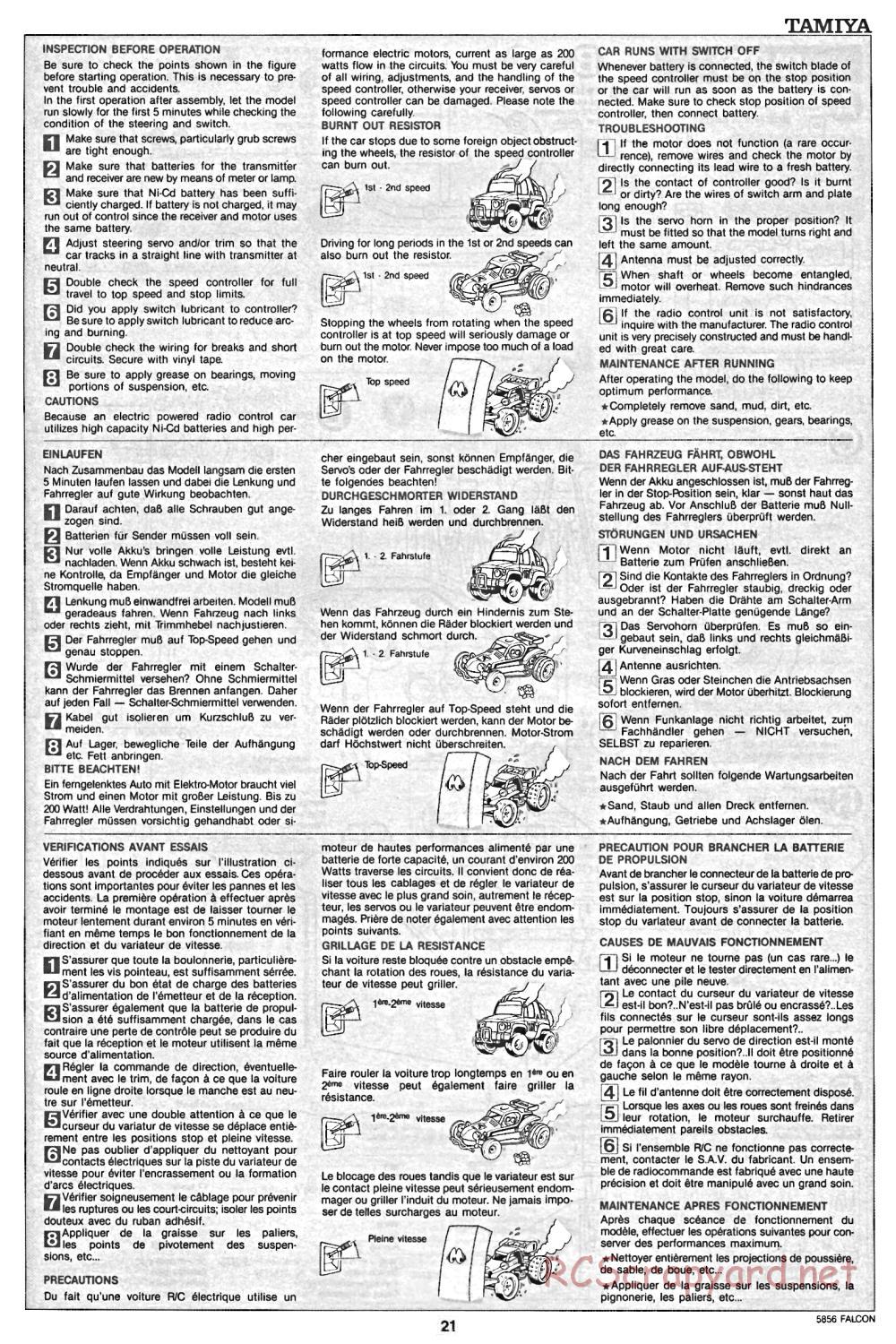 Tamiya - The Falcon - 58056 - Manual - Page 21