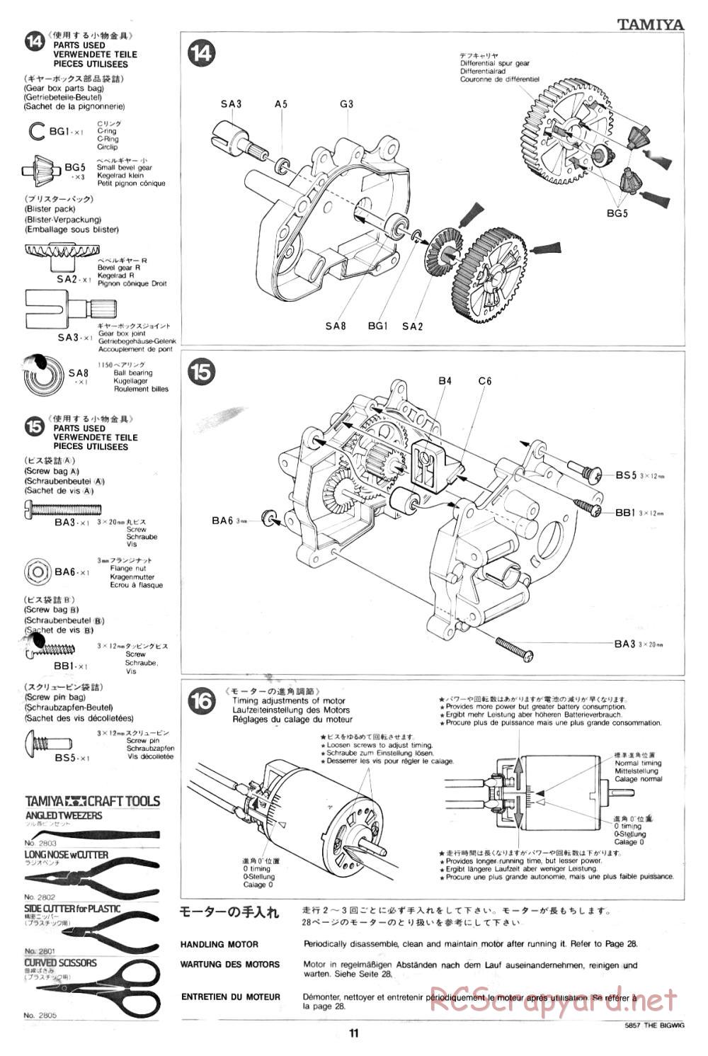 Tamiya - The Bigwig - 58057 - Manual - Page 11