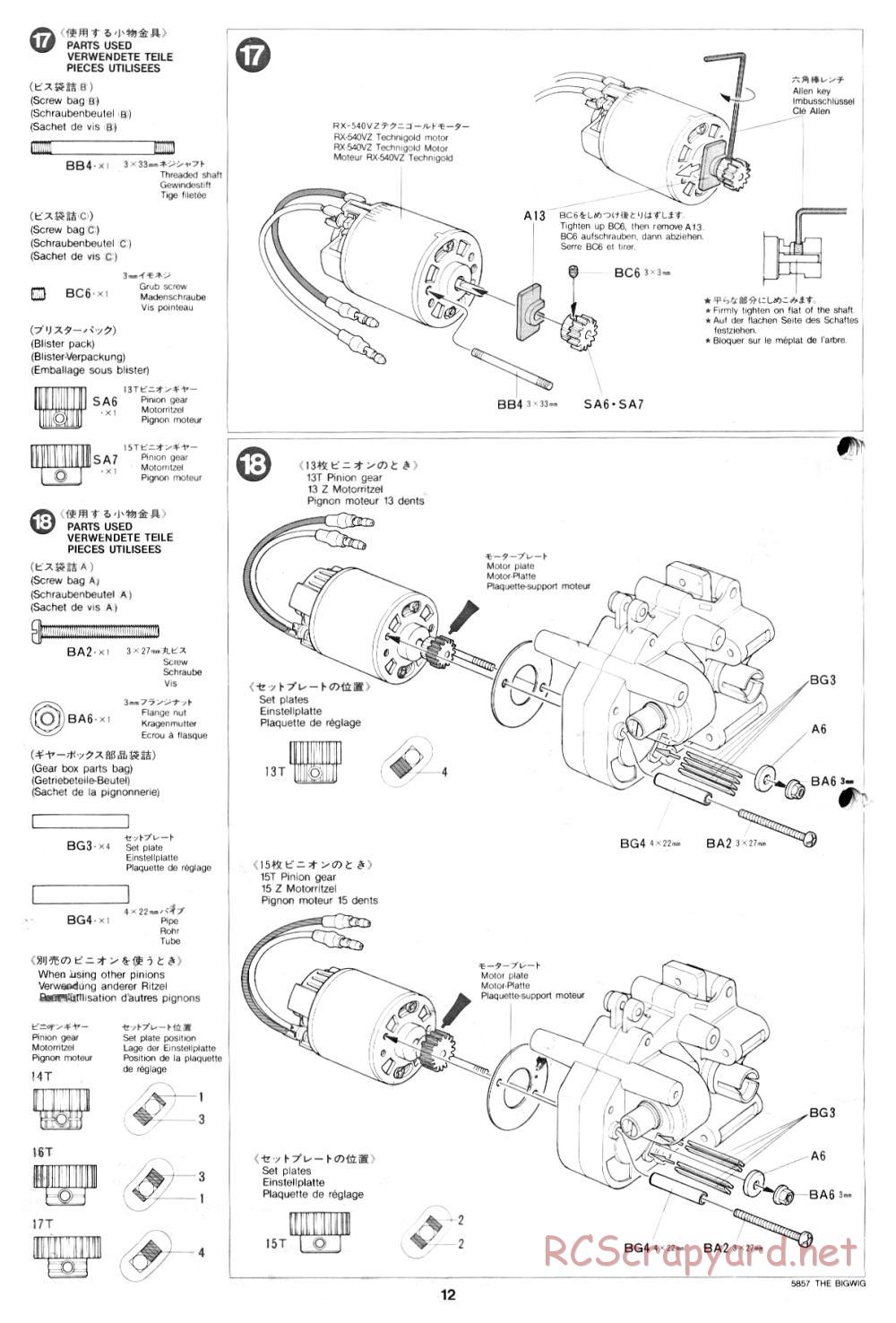 Tamiya - The Bigwig - 58057 - Manual - Page 12