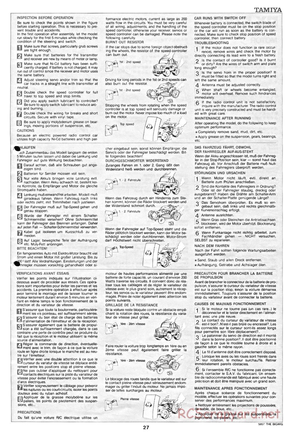 Tamiya - The Bigwig - 58057 - Manual - Page 27