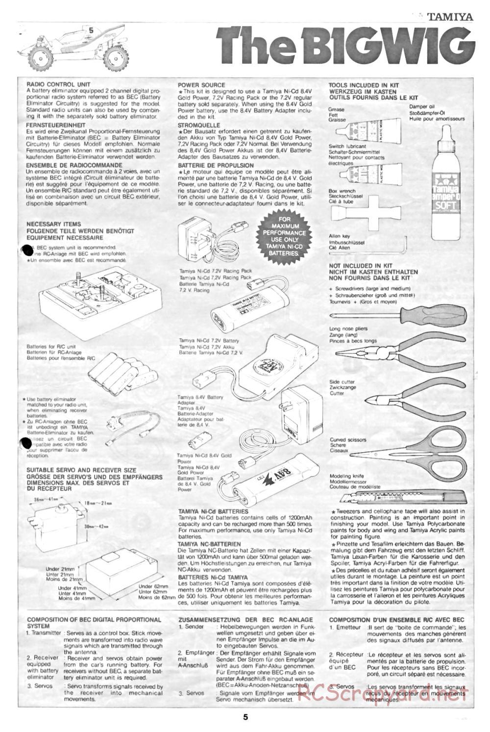 Tamiya - The Bigwig - 58057 - Manual - Page 5