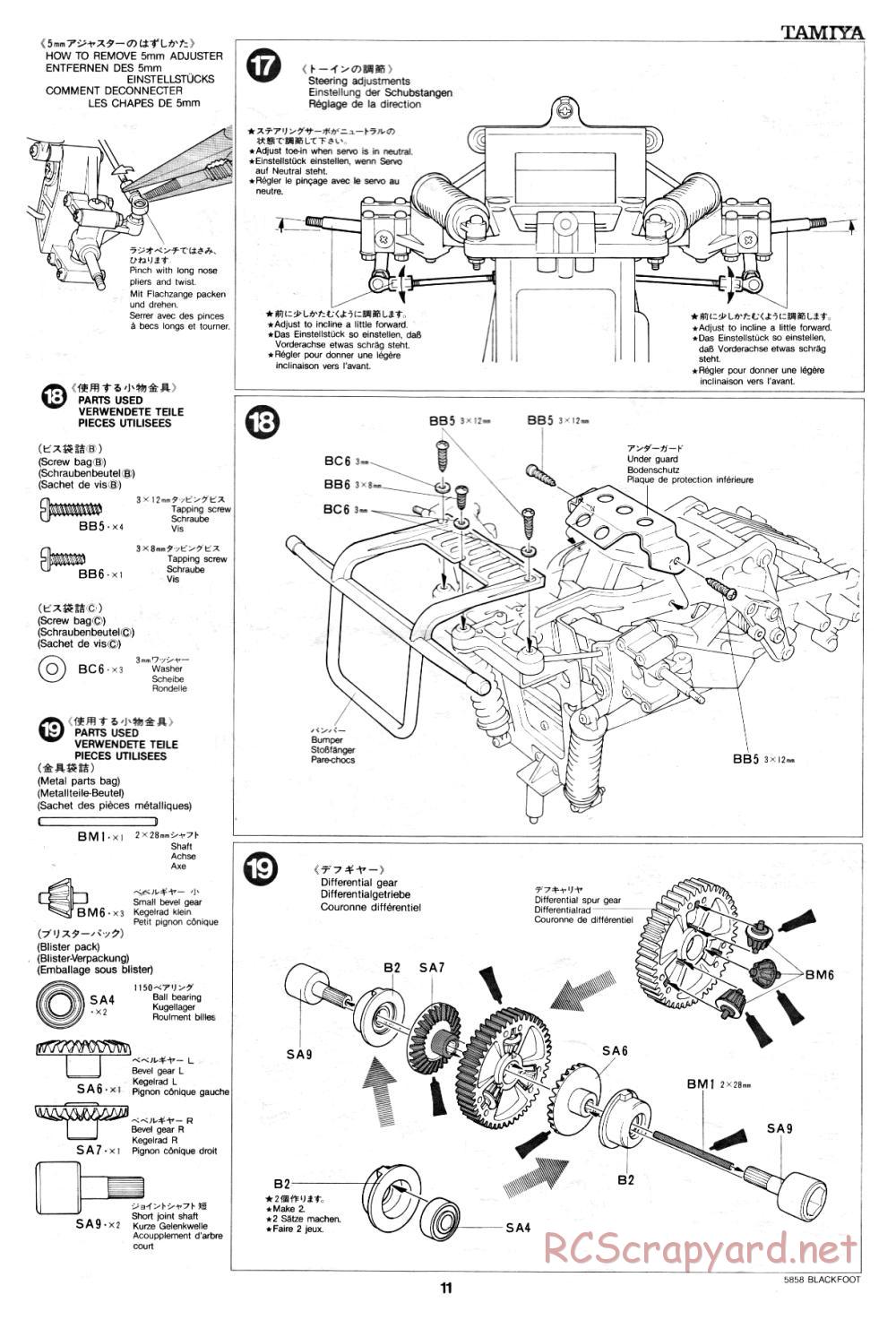 Tamiya - Blackfoot - 58058 - Manuale - Page 11