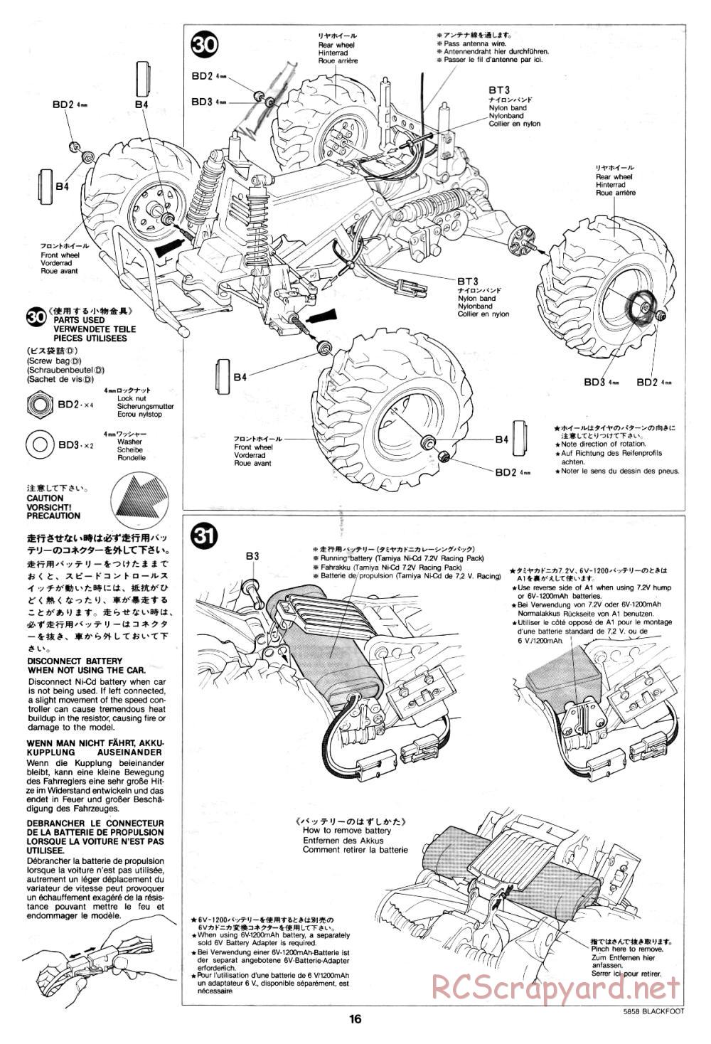 Tamiya - Blackfoot - 58058 - Manual - Page 16