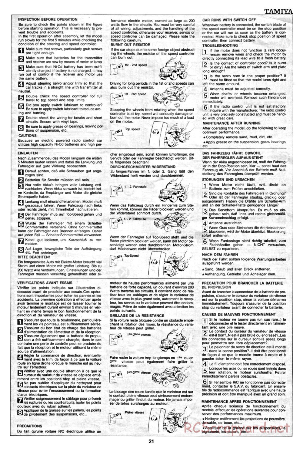 Tamiya - Blackfoot - 58058 - Handbuch - Page 21