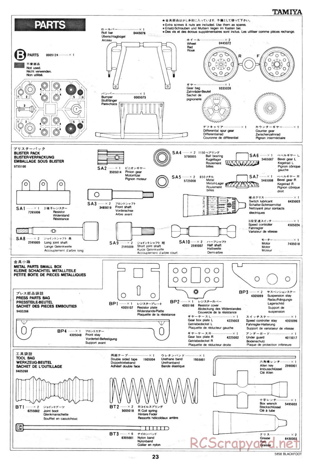 Tamiya - Blackfoot - 58058 - Manuale - Page 23