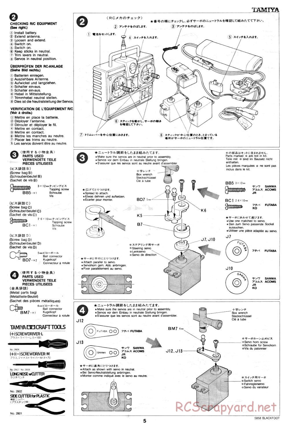 Tamiya - Blackfoot - 58058 - Manual - Page 5